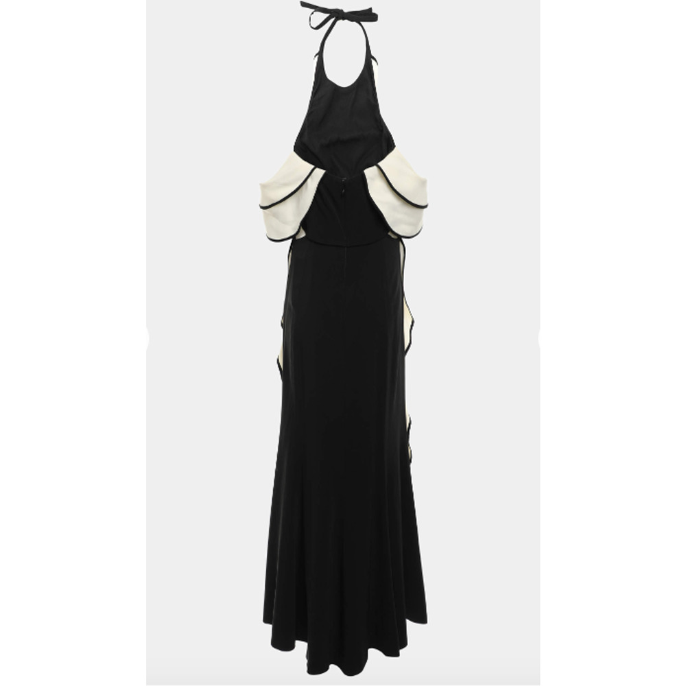 Jonathan Simkhai Ruffle Crepe Halter Off Shoulder Midi Dress 2 - Picture 9 of 13